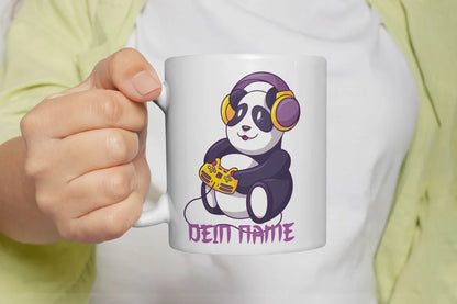Gamer Panda Tasse mit Wunschnamen - WS-Trend.de Kaffeetasse Teetasse Geschenkidee Geschenk