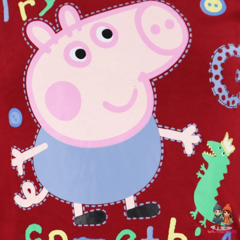 PEPPA Wutz George Dino Kinder Langarmshirt für Jungen - WS-Trend.de 92-122 Rot Grau