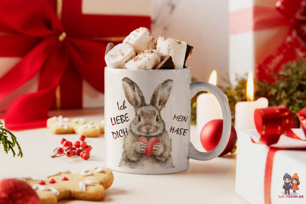 Hase Bunny Ich Liebe Dich Valentinstag Kaffeetasse Teetasse Tasse Geschenkidee - WS-Trend.de