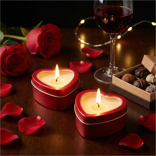 Handgemachte Liebe Herzen Sojawachs Kerze – duftfrei 2-er Set