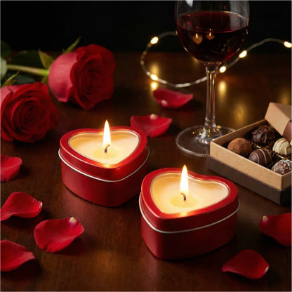 Handgemachte Liebe Herzen Sojawachs Kerze – duftfrei 2-er Set - WS-Trend.de