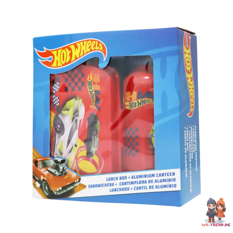 Hot Wheels Racing 2 tlg Lunch Set Brotdose Alu Trinkflasche 500 ml Geschenk - WS-Trend.de