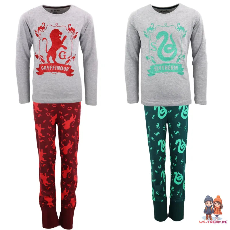 Harry Potter Gryffindor Slytherin Mädchen Schlafanzug Pyjama - WS-Trend.de 134-164 Baumwolle