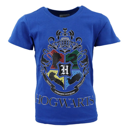 Harry Potter Hogwarts Jugend T-Shirt - WS-Trend.de Kinder Shirt Blau Schwarz 116 bis 152 Baumwolle