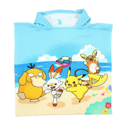 Pokemon Pikachu Anton Kinder Mikrofaser Poncho Badeponcho - WS-Trend.de 50x100
