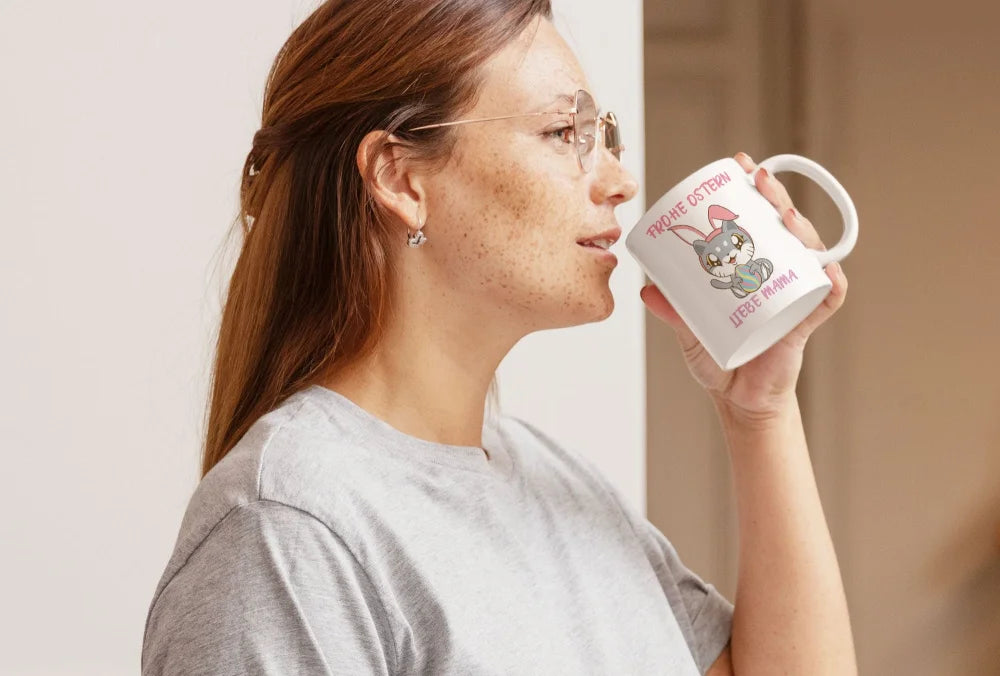 Frohe Ostern Kätzchen Oma Mama Kaffeetasse Teetasse - WS-Trend.de