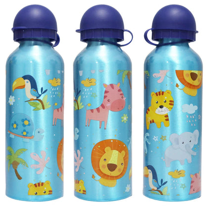 Jungle Friends 3 tlg Kinder Lunch Set Brotdose Alu Trinkflasche 500 ml Göffel - WS-Trend.de