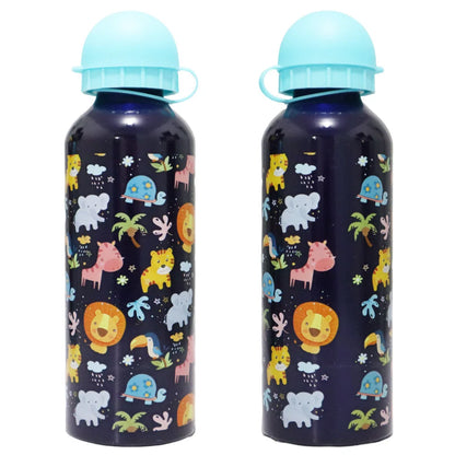 Jungle Friends 3 tlg Kinder Lunch Set Brotdose Alu Trinkflasche 500 ml Göffel - WS-Trend.de