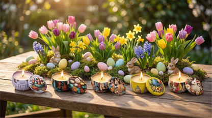Handgemachte Ostern Sojawachs Kerze duftfrei verschiedene Motive - WS-Trend.de