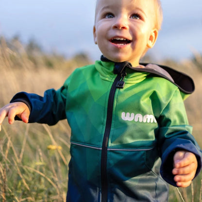 WAMU Mosaic Softshelljacke Kinder Jungen Jacke mit Kapuze - WS-Trend.de Gr. 98 -128