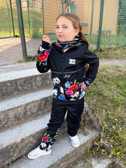 WAMU Wild Flowers Softshelljacke Kinder Jacke mit Kapuze - WS-Trend.de Gr. 104-128