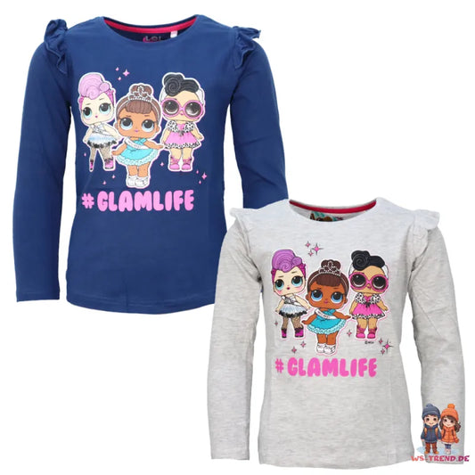 LOL Surprise Glamlife Kinder Mädchen langarm T-Shirt Langarmshirt - WS-Trend.de Suprise - Rosa Blau für 98 - 128