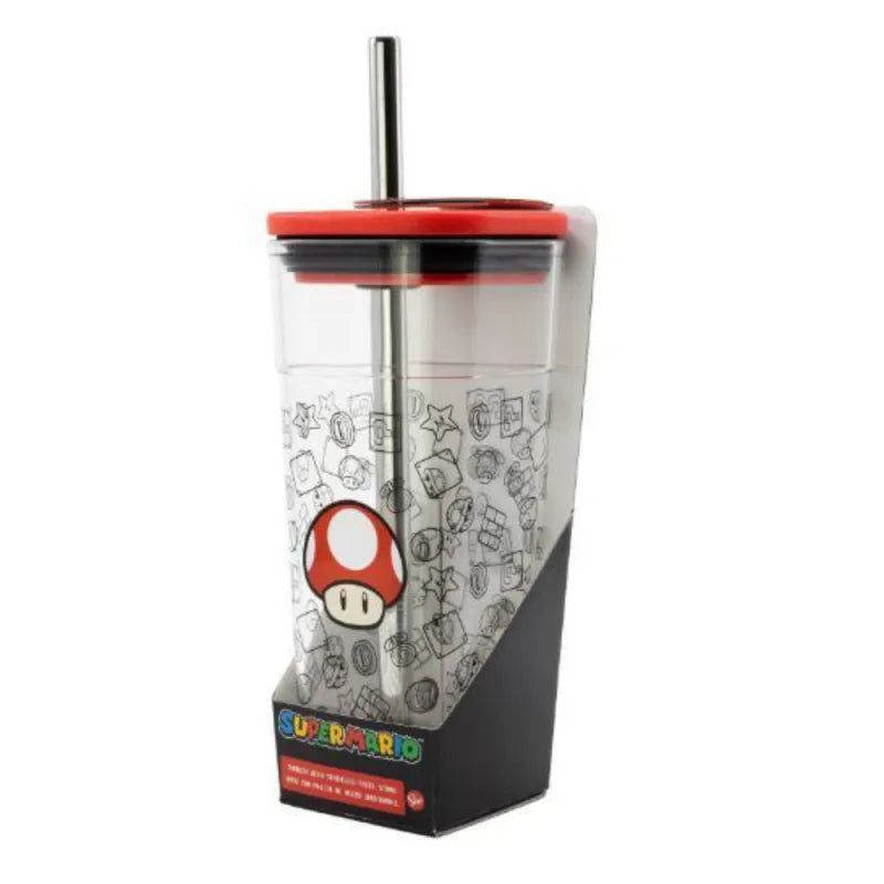 Super Mario Toad Trinkbecher Becher mit Edelstahl Trinkhalm 540 ml - WS-Trend.de