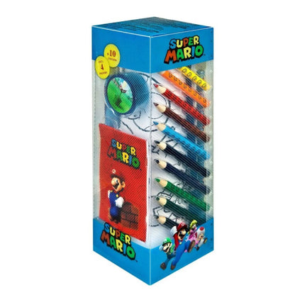 Super Mario 35 tlg. Kinder Malset Buntstifte Fasermaler Lineal Poster Anspitzer - WS-Trend.de