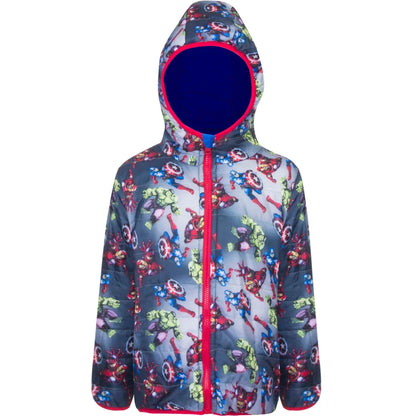 Marvel Avengers Kinder Wende Jacke - Größe 104 bis 140 - WS-Trend.de Hulk America Kapuze Jungen Gr. 104-140