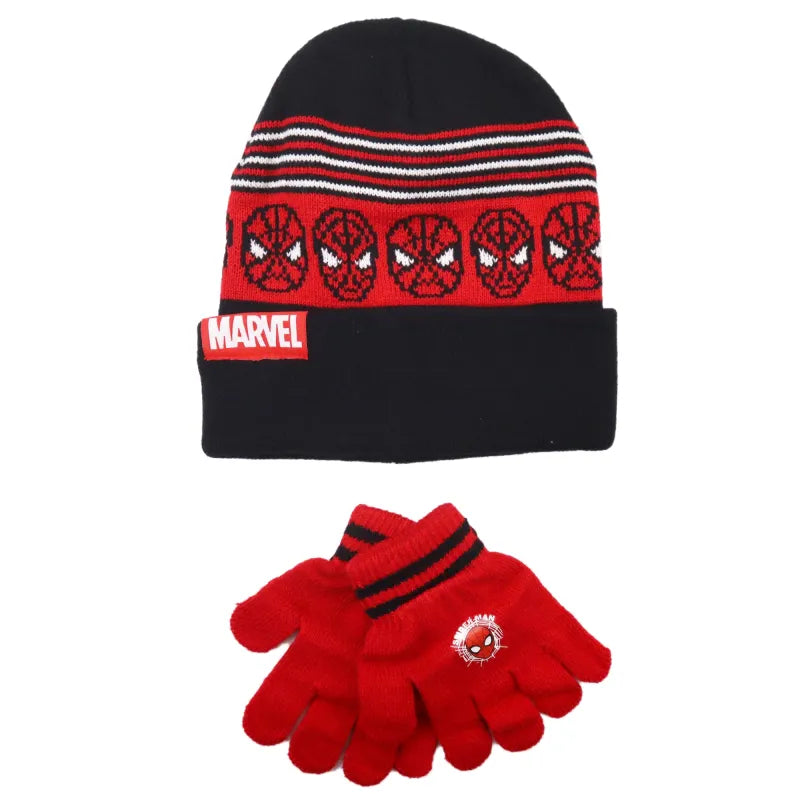 Marvel Spiderman - Kinder Herbst Wintermütze plus Handschuhe - WS-Trend.de Jungen 52 54 Rot