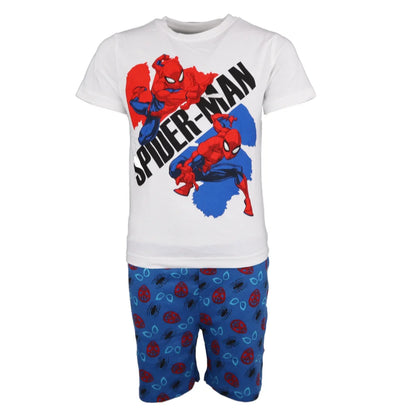 Marvel Spiderman Kinder Schlafanzug Pyjama kurz - WS-Trend.de Nachtwäsche 104 - 134 Weiß Grau