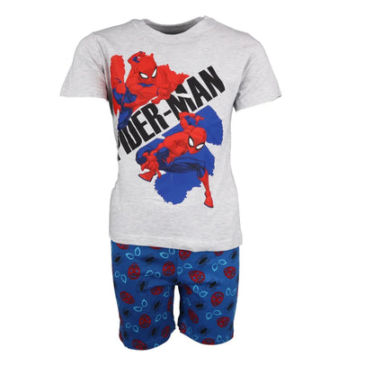 Marvel Spiderman Kinder Schlafanzug Pyjama kurz - WS-Trend.de Nachtwäsche 104 - 134 Weiß Grau