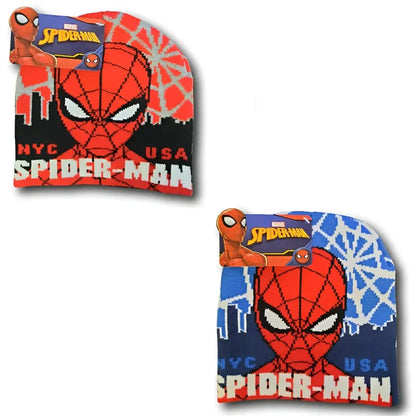 Marvel Spiderman Pixel - Kinder Wintermütze 52 oder 54 cm - WS-Trend.de Blau Dunkelblau