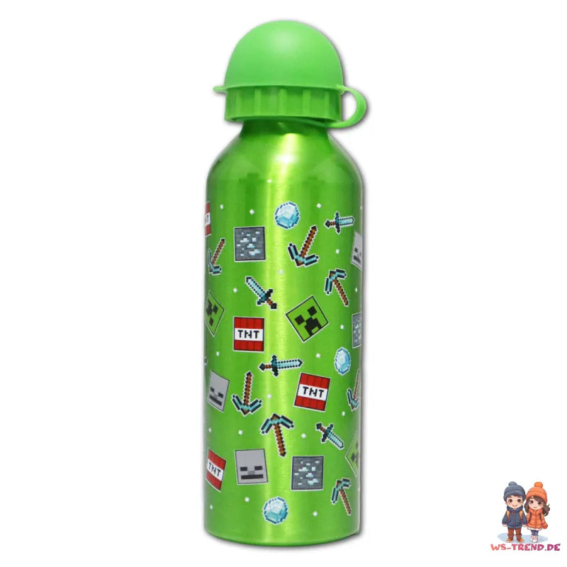 Minecraft Creeper Kinder 2 tlg Lunch Set Brotdose Alu-Trinkflasche 500 ml - WS-Trend.de