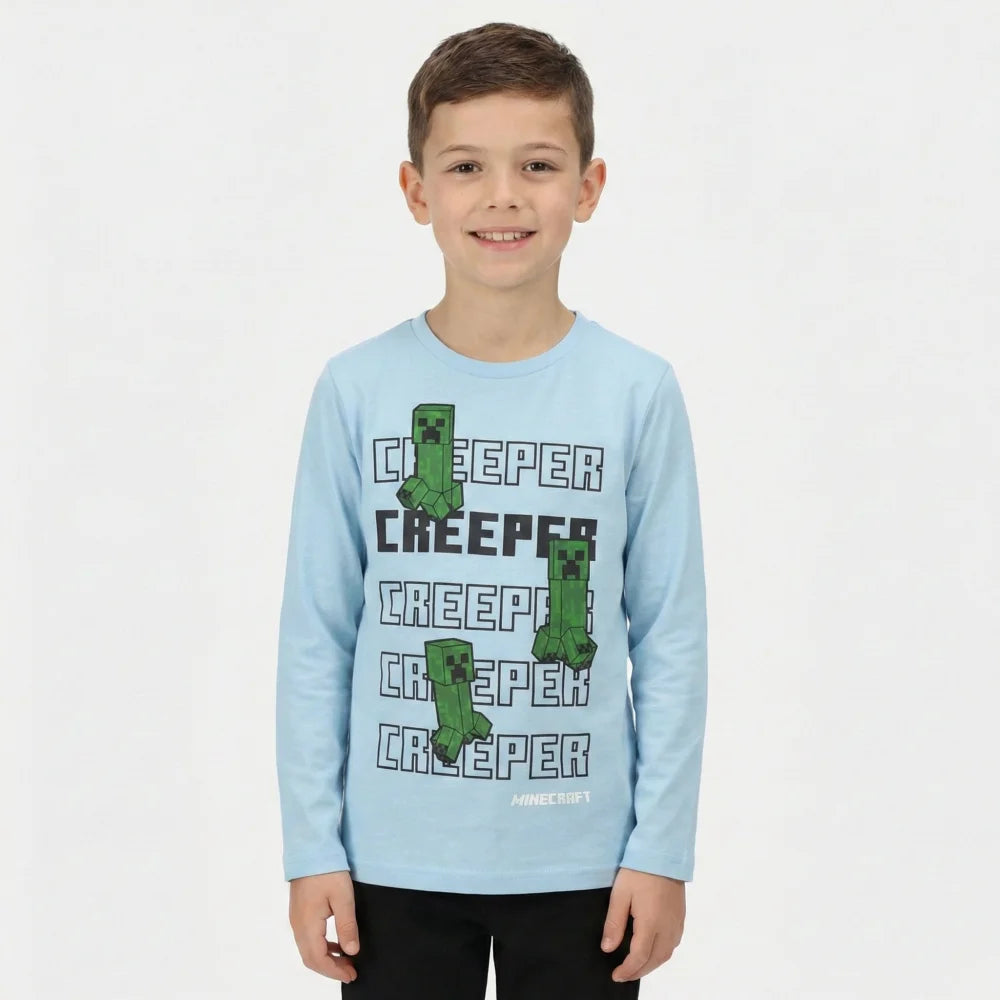 Minecraft Creeper BOOM Gamer Kinder langarm Shirt - WS-Trend.de Gr. 116-152 Baumwolle Grün