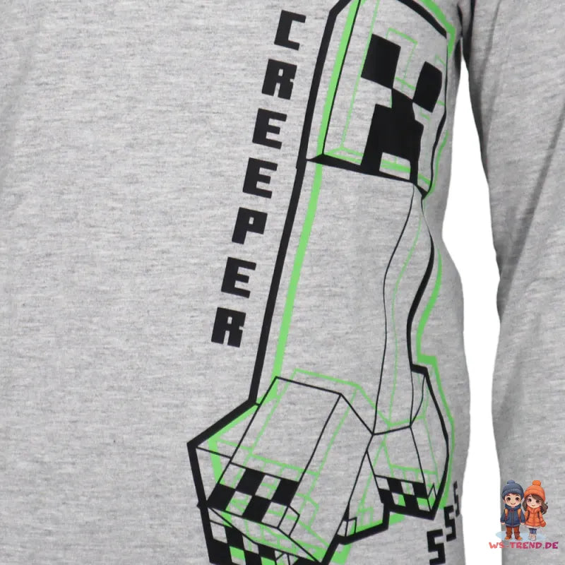 Minecraft Creeper Gamer Kinder Jungen Langarmshirt Shirt WS Trend.de 116 152 100% Baumwolle