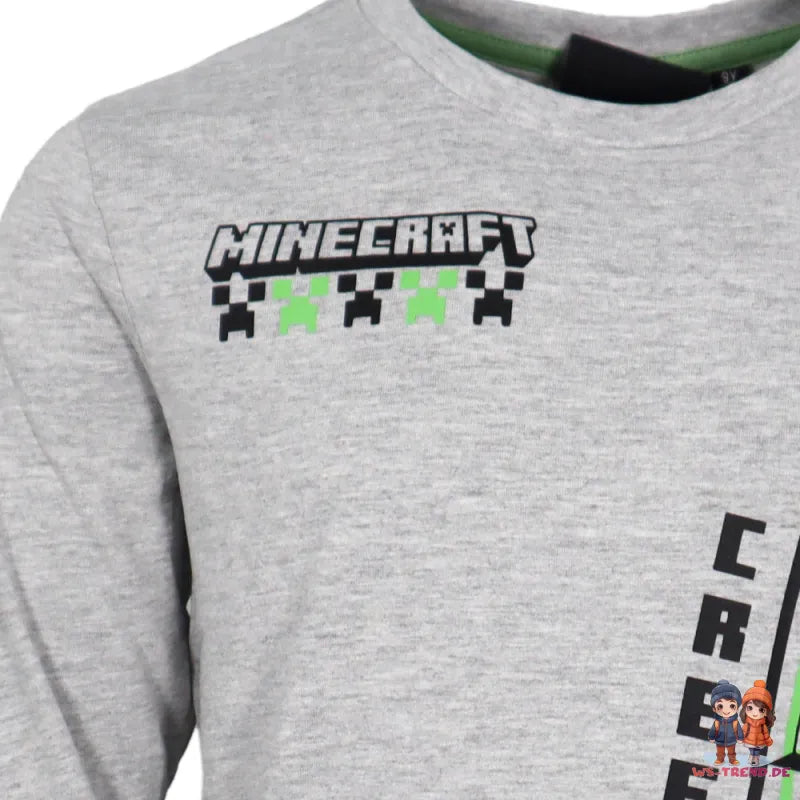 Minecraft Creeper Gamer Kinder Jungen Langarmshirt Shirt WS Trend.de 116 152 100% Baumwolle