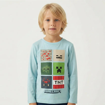 Minecraft Creeper Zombie Kinder Jungen Langarmshirt Shirt - WS-Trend.de 116-152 100% Baumwolle