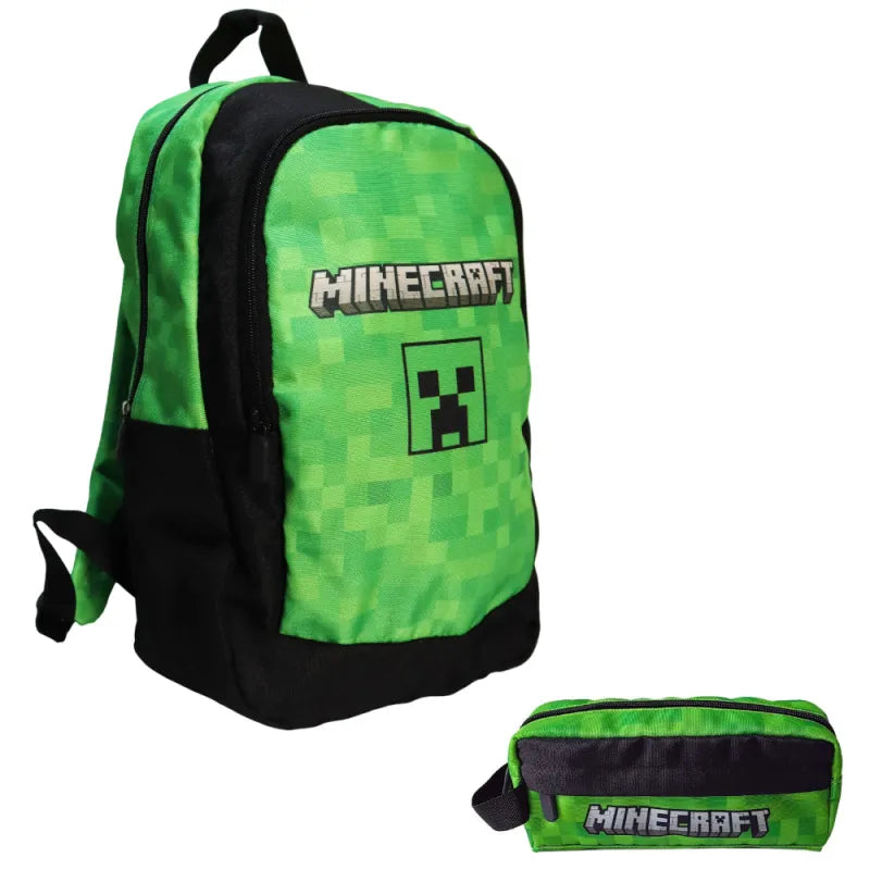 Minecraft Creeper 2tlg Rucksack Backpack Schultasche Federtasche Gr. 40x25x12 cm - WS-Trend.de