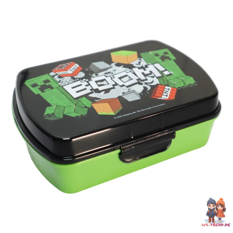 Minecraft Creeper Kinder 2 tlg Lunch Set Brotdose Alu-Trinkflasche 500 ml - WS-Trend.de
