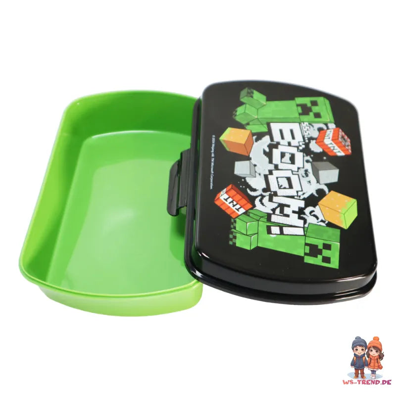 Minecraft Creeper Kinder 2 tlg Lunch Set Brotdose Alu-Trinkflasche 500 ml - WS-Trend.de