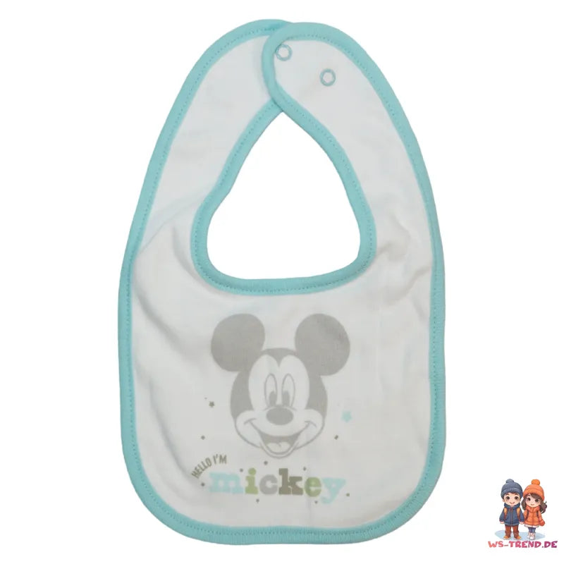 Disney Mickey Maus Baby 4 tlg Set Body Hose Lätzchen Mütze - WS-Trend.de Gr. 56 - 74 Baumwolle