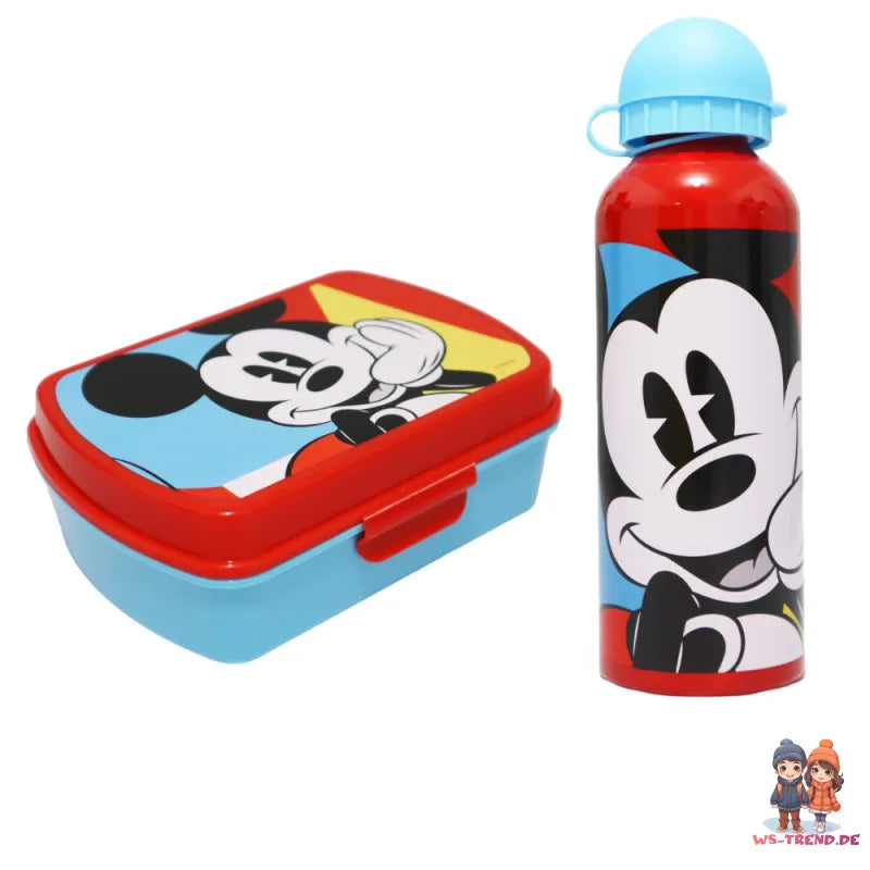 Disney Mickey Maus 2 tlg Lunch Set Brotdose Alu Trinkflasche 500 ml - WS-Trend.de