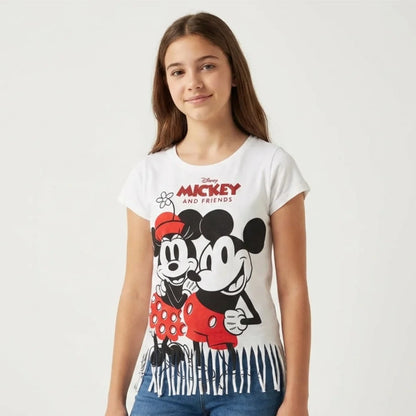 Disney Minnie und Mickey Maus Kinder kurzarm Fransen T-Shirt - WS-Trend.de Mädchen Baumwolle