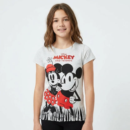 Disney Minnie und Mickey Maus Kinder kurzarm Fransen T-Shirt - WS-Trend.de Mädchen Baumwolle