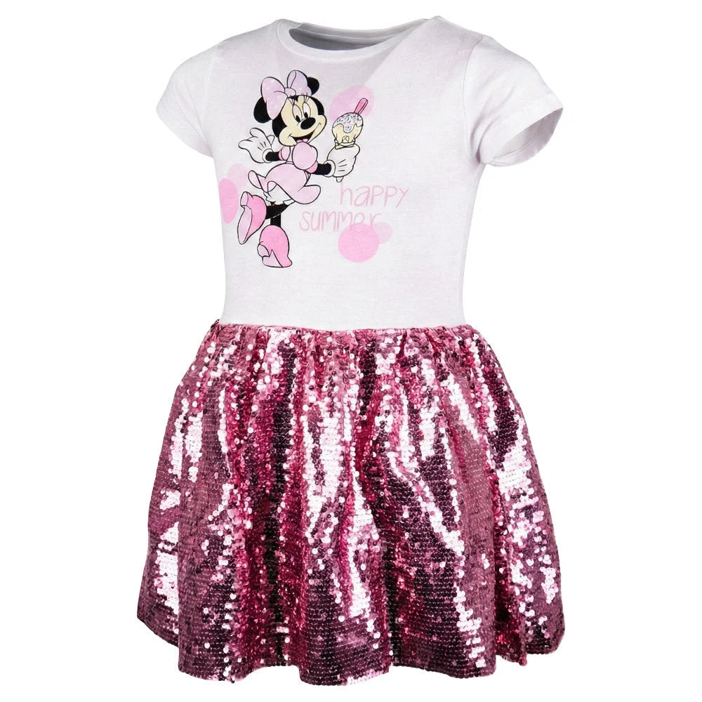 Disney Minnie Maus Mädchen Kinder Kleid Pailletten - WS-Trend.de kurzarm 104 - 134