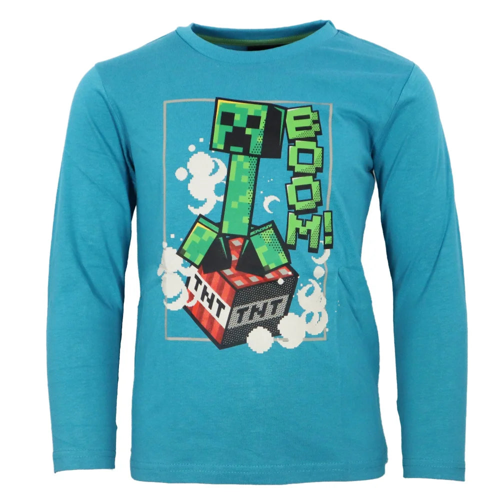 Minecraft Creeper Gamer Kinder Jungen Langarmshirt Shirt - WS-Trend.de 116-152 100% Baumwolle