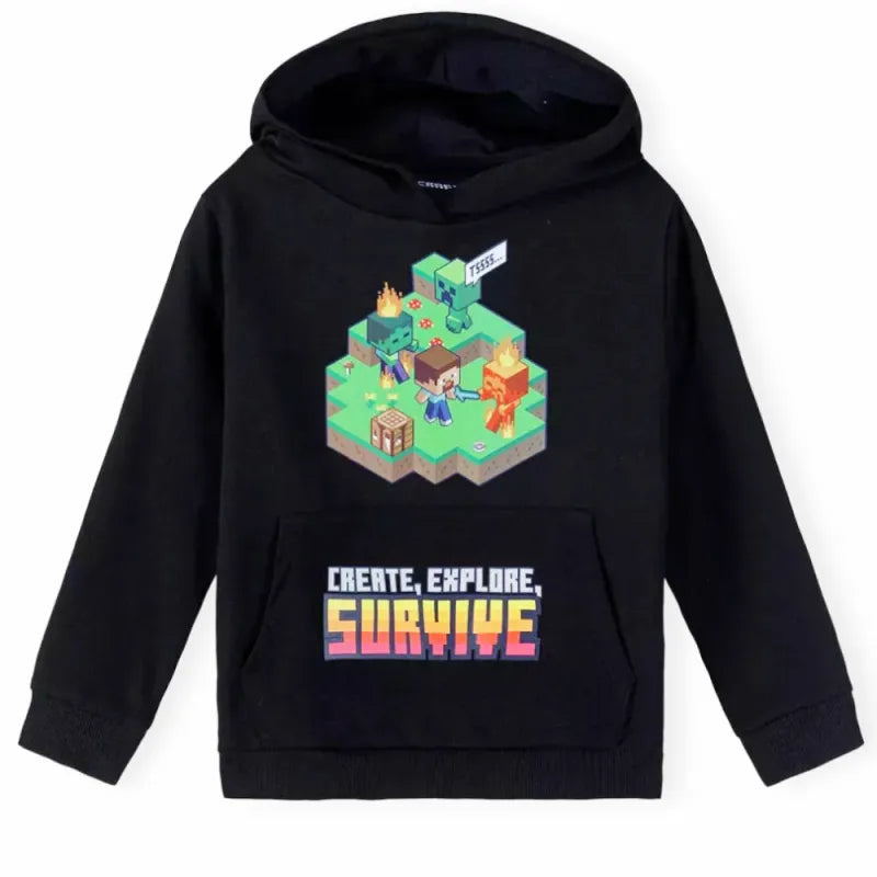 Minecraft Diamond Steve Kinder Hoodie Kapuzenpullover Pulli Pullover WS Trend.de 128 152