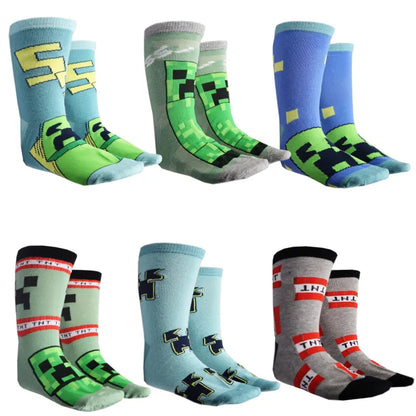 Minecraft Creeper Zombie Kinder Jungen lange Socken 6er Pack - WS-Trend.de Gr 27 bis 38