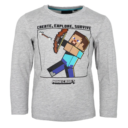 Minecraft Steve Gamer Kinder Jungen Langarmshirt Shirt - WS-Trend.de 116-152