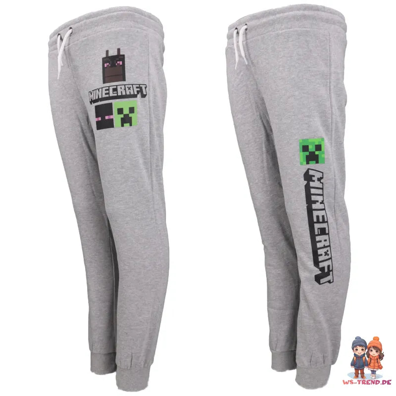 Minecraft Creeper Kinder Jogginghose - WS-Trend.de Enderman Sporthose Hose 128 bis 152 Grau