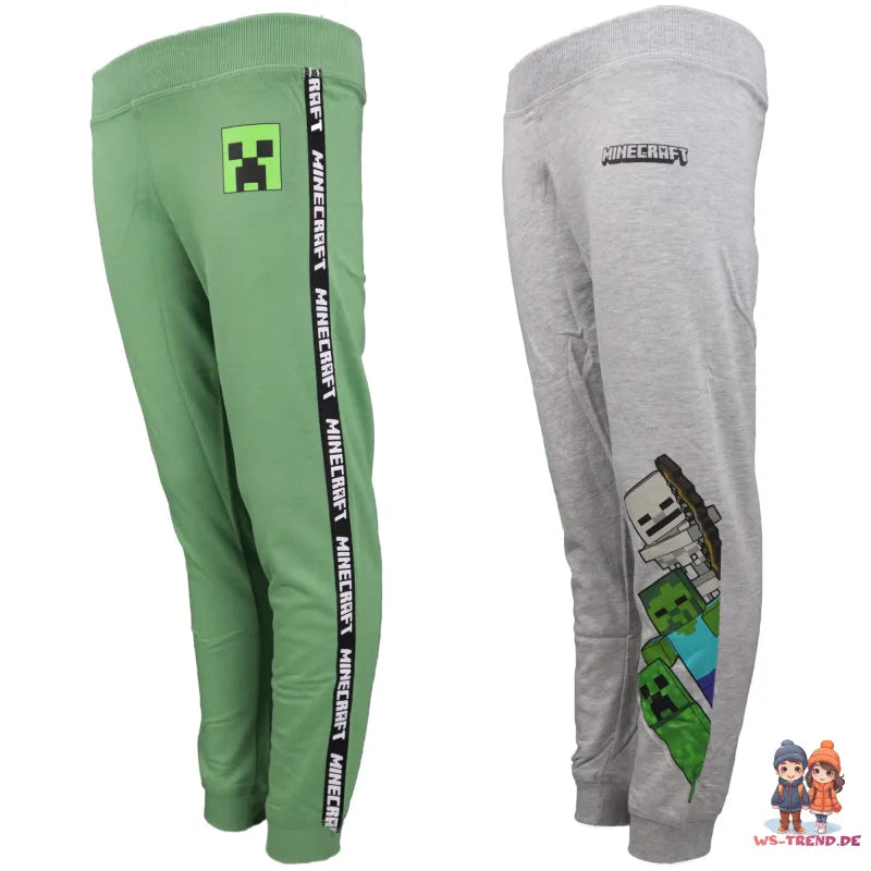 Minecraft Creeper Kinder Jogginghose - WS-Trend.de Enderman Sporthose Hose 116 bis 152 Grau