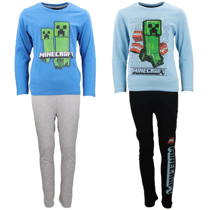 Minecraft Creeper Kinder lang Pyjama - WS-Trend.de Jungen Schlafanzug 116 -152
