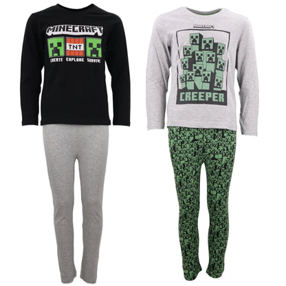 Minecraft Creeper Kinder lang Pyjama - WS-Trend.de Jungen Schlafanzug 116 -152