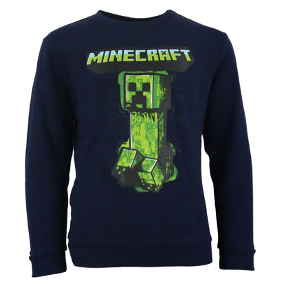 Minecraft Creeper Kinder Pullover - WS-Trend.de Gamer Pulli Gr.116-152 Jungen Schwarz