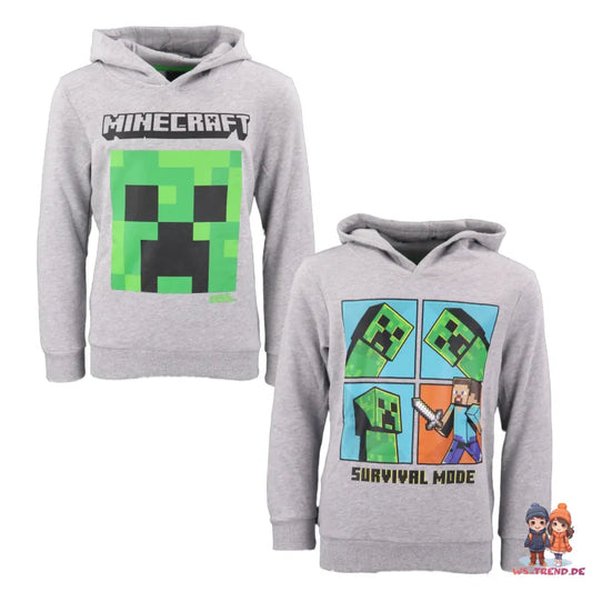 Minecraft Creeper Kinder Pullover - WS-Trend.de Gamer Pulli Gr.128 -152 Jungen Grau