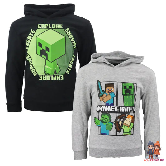 Minecraft Creeper Kinder Pullover - WS-Trend.de Gamer Pulli Gr.116-152 Jungen Schwarz