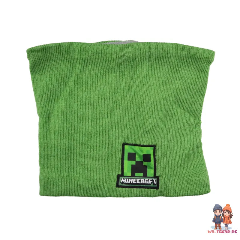 Minecraft Creeper Kinder Wintermütze plus Loop - WS-Trend.de Mütze Schal in 52 - 54 Bommelmütze