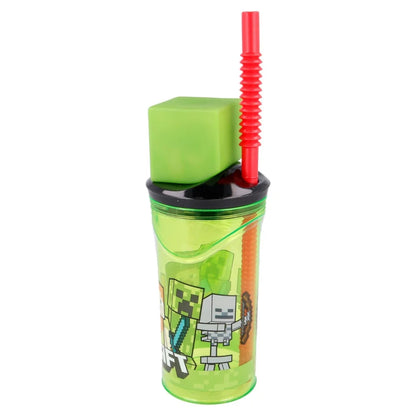 Minecraft Creeper Trinkflasche mit 3D Deckel - WS-Trend.de Kinder Trinkbecher Halm und - 360 ml