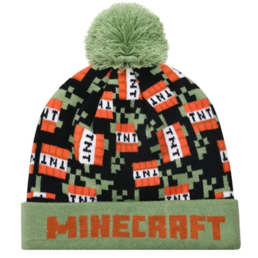 Minecraft TNT Blocks Kinder Wintermütze Bommelmütze - WS-Trend.de Mütze 54 - 56 Grün